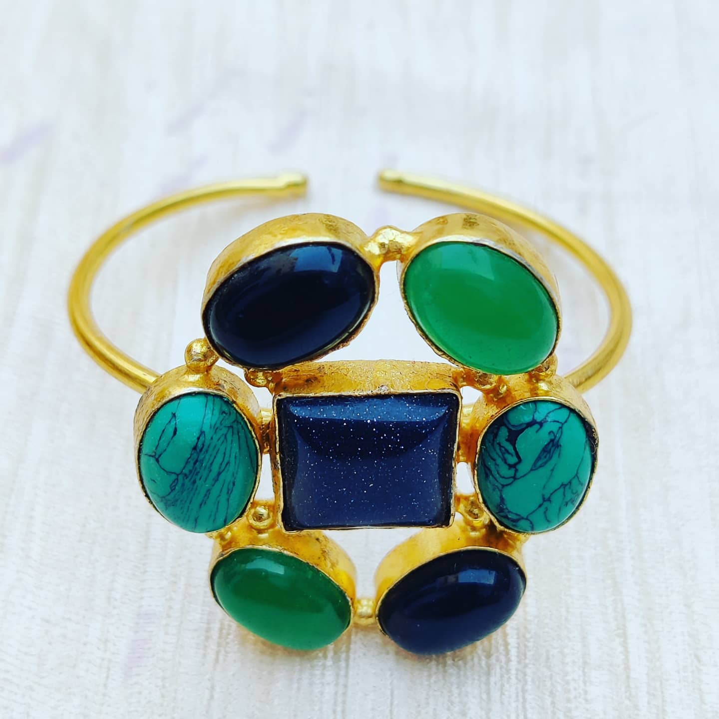 Oval Gemstone Square Cuff