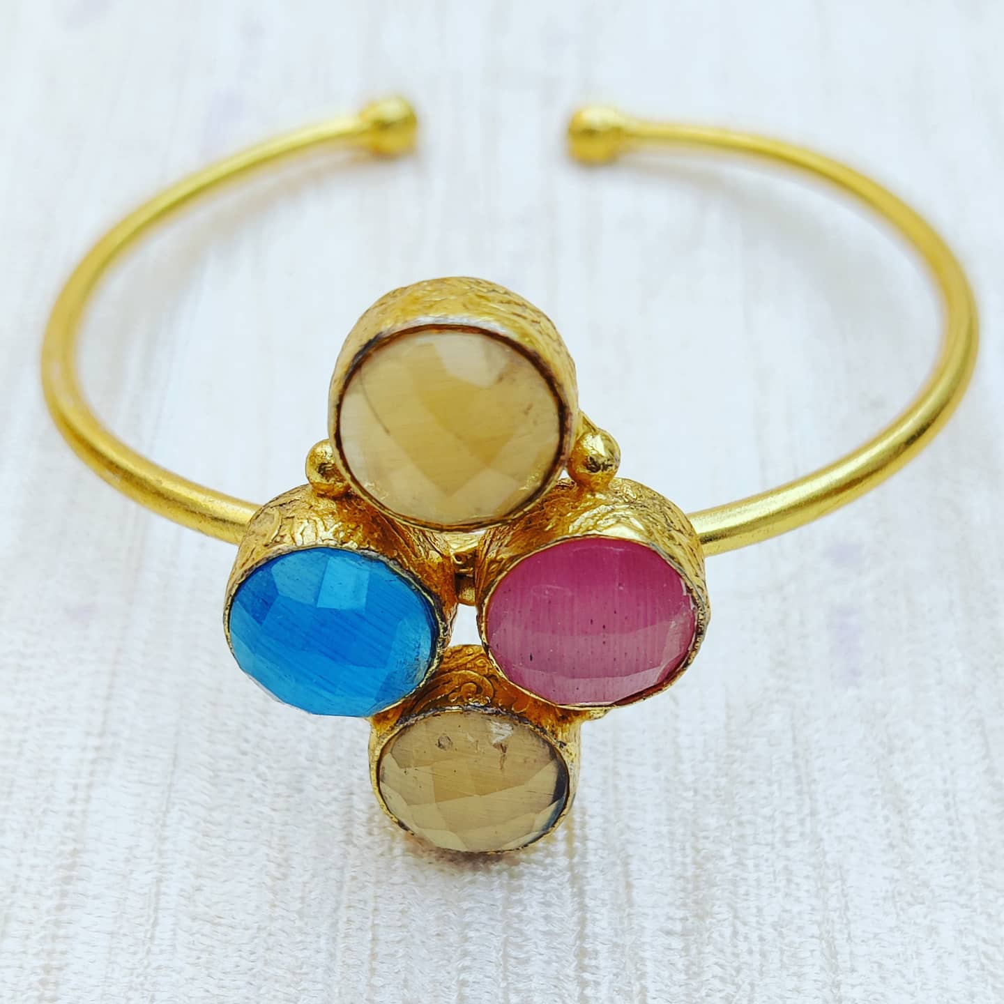 Vibrant Crystal Stone Cuff