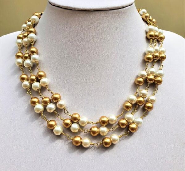 Layered Gold Pearl Necklace