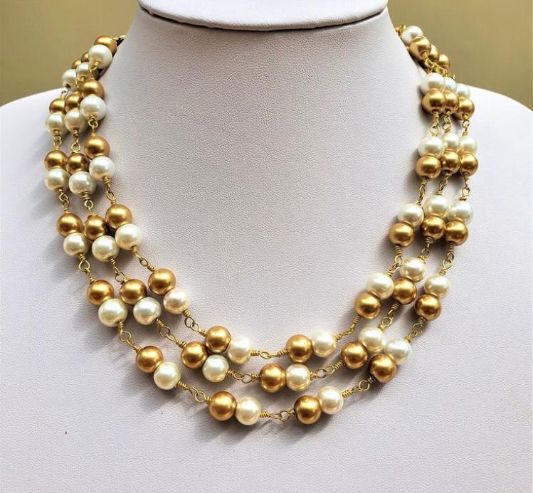 Layered Gold Pearl Necklace