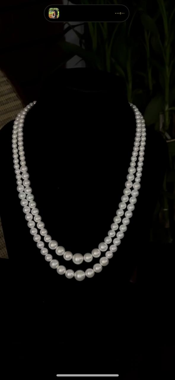 Elegance Duo White Pearl Necklace