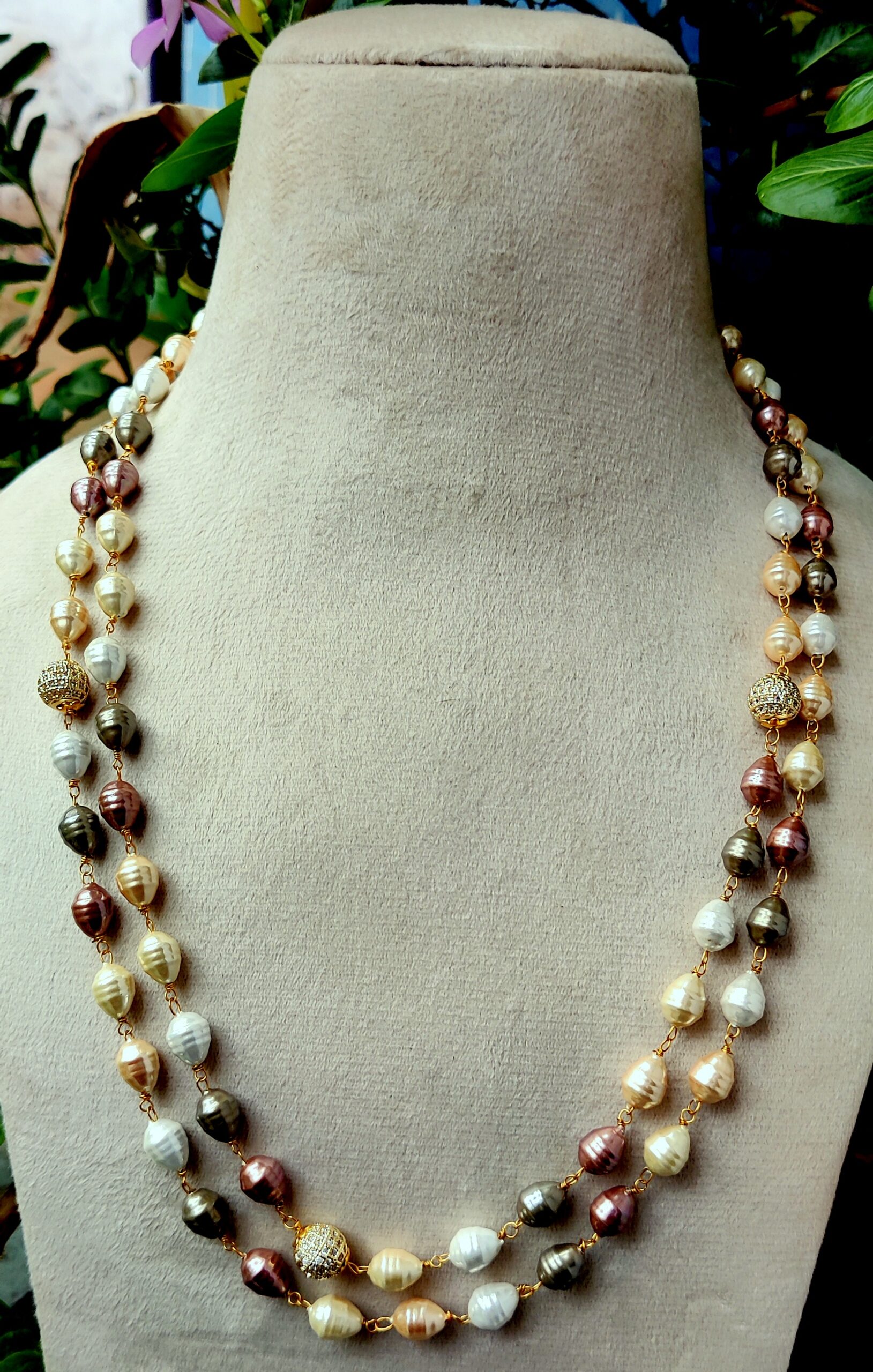 tiwan sheal pearl multi drop Beads Necklace