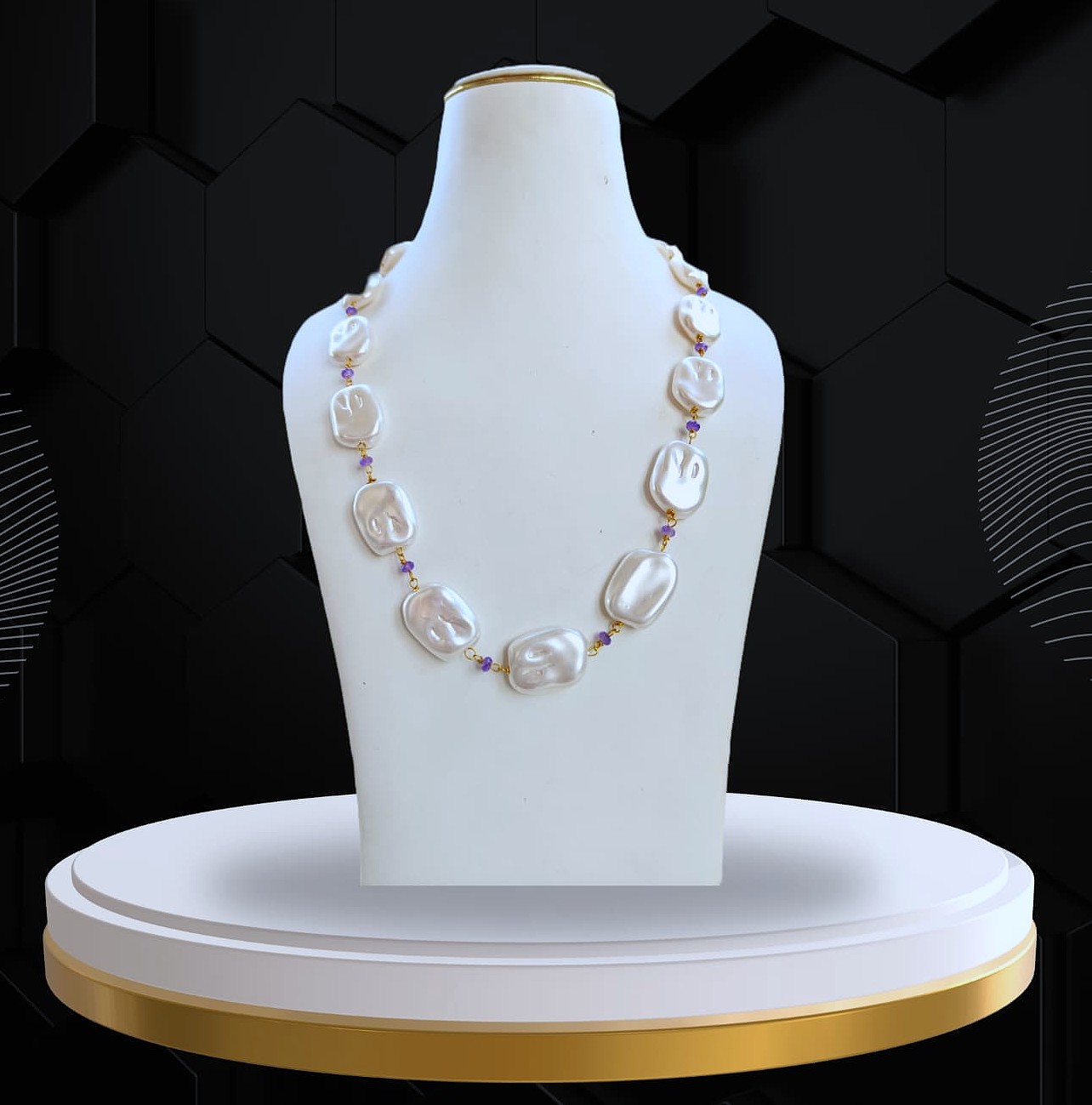 tiwan sheal pearl keshi style single layer wire beading mala