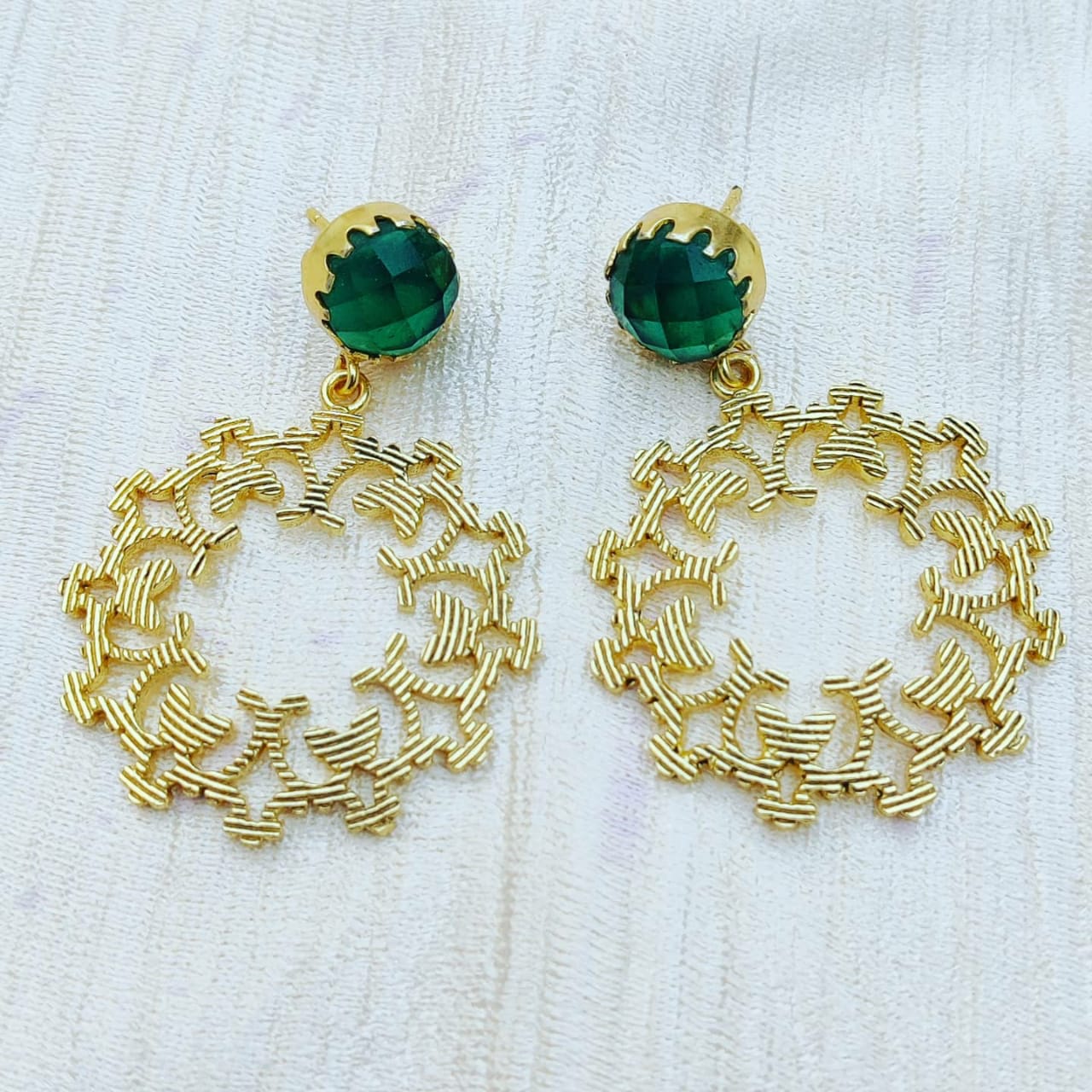 gold filigree drop earrings,
