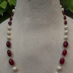 jade Stone & Pearl Necklace