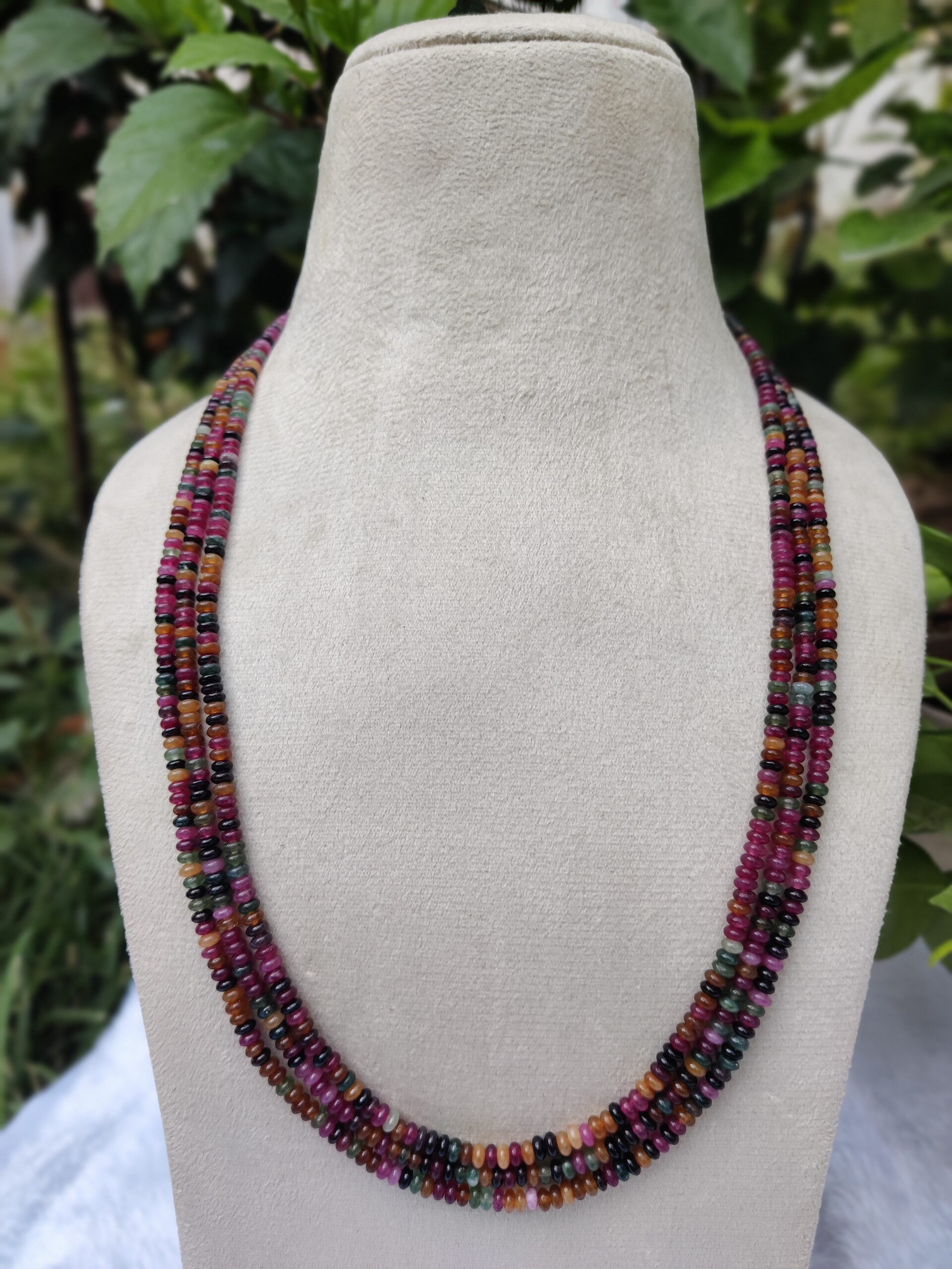 Multi-Color onex Tourmaline Beaded Necklace