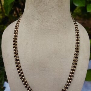 Smooky Beads Double-Strand Necklace with syrosky pearl Golden Accents