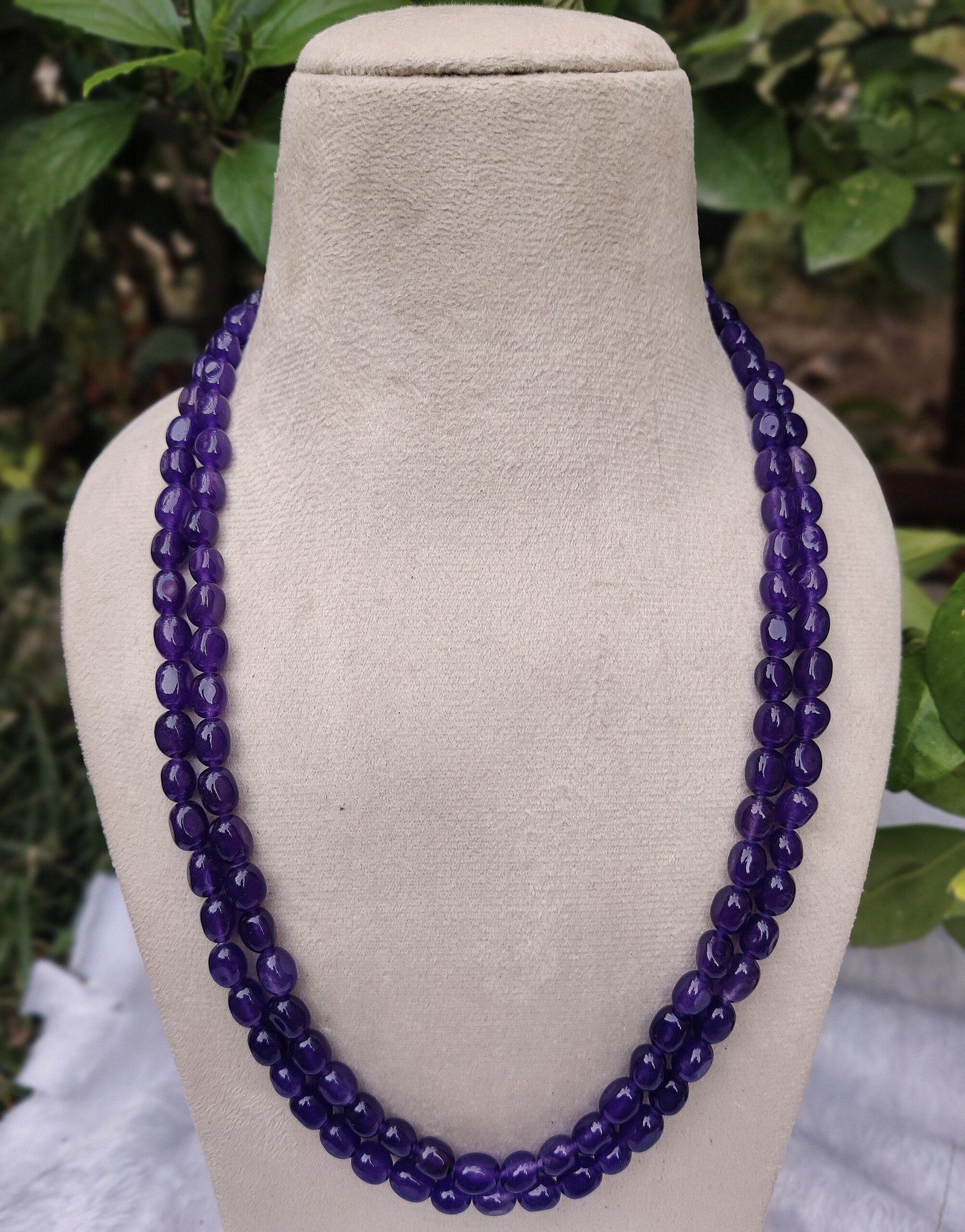 Double-Strand quartz Multi-Gemstone Necklace with Gold Links - Image 2