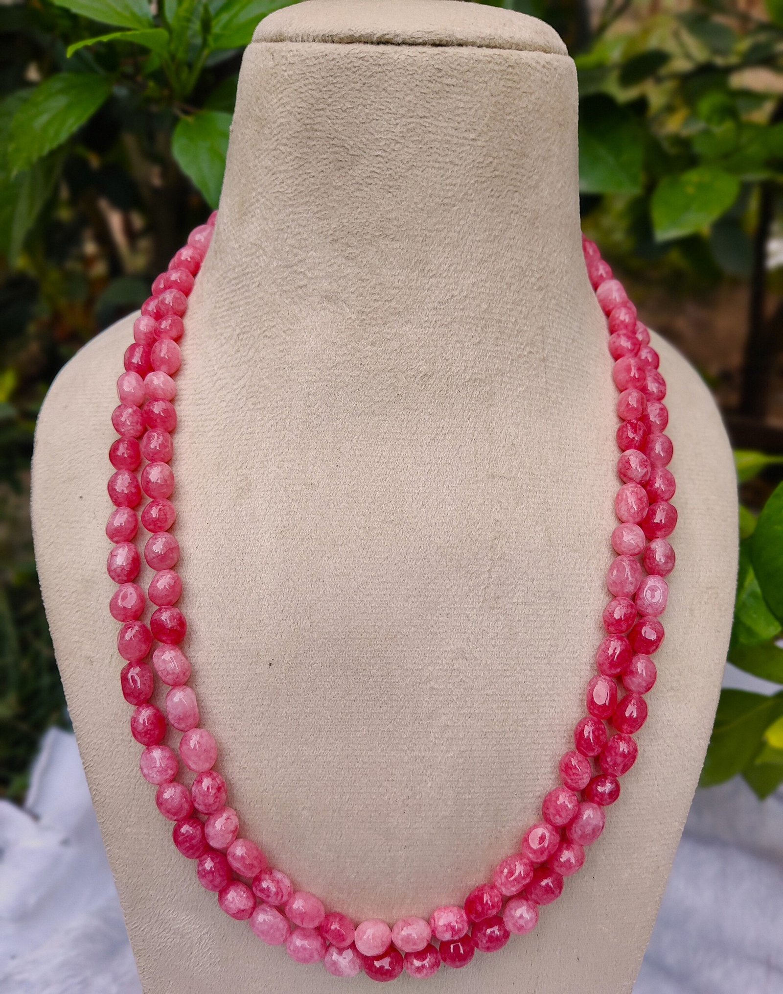 Double-Strand quartz Multi-Gemstone Necklace with Gold Links - Image 3