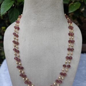 Pink Strawberry with Swarovski Pearl Necklace